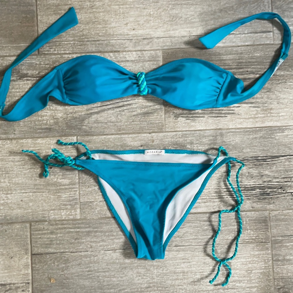Azzaria strapless bathing suit top and bottoms